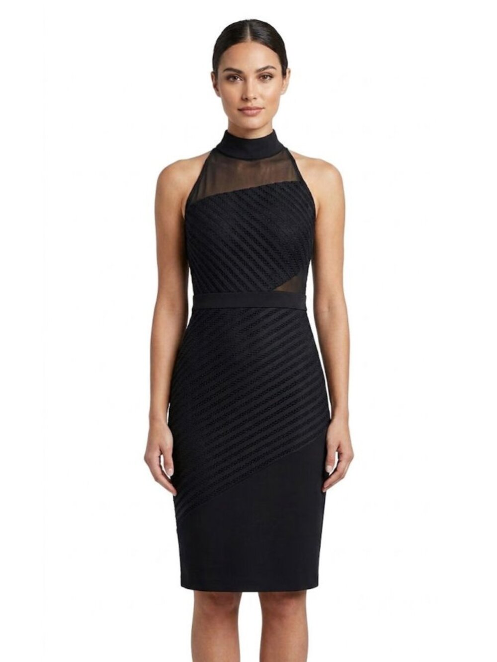 Adelyn Rae Sleeveless Midi Textured Cocktail Dress, Black, Womens Size Small